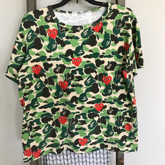 Bape X Comme De Garcons Tops - BAPE X COMME DE GARÇONS Camo Tee SZ L